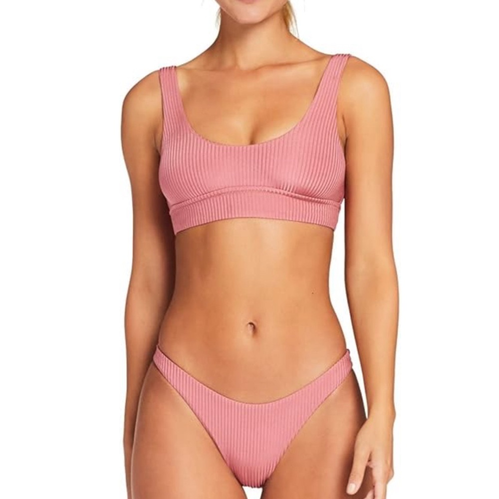 Vitamin A Swimwear sun kissed  Ribbed Pink Bikini size Medium- sold as a set